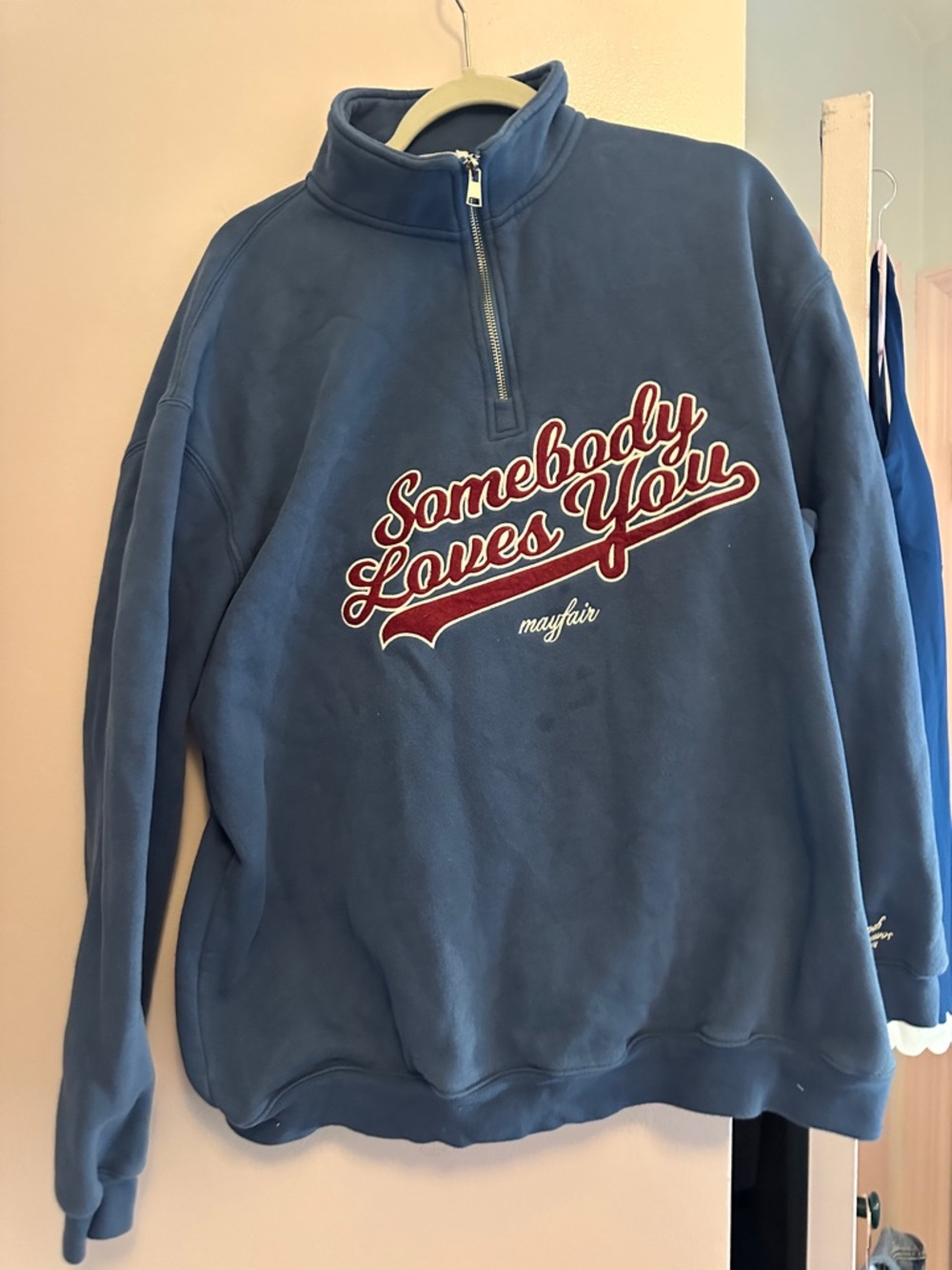Somebody Loves You Blue Half-Zip Sweatshirt and matching bottoms